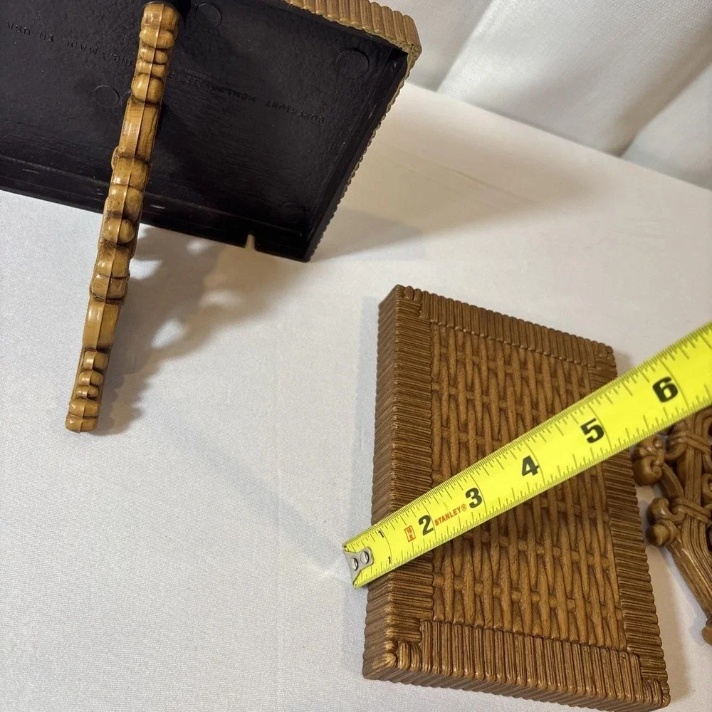 Vintage Homco Syroco Basket Weave Wall‎ Shelf MCM #3323 Rattan Boho Pair Of 2